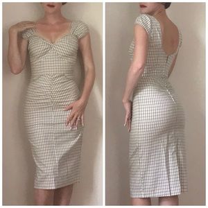 Stop Staring Wiggle Dress in White & Tan